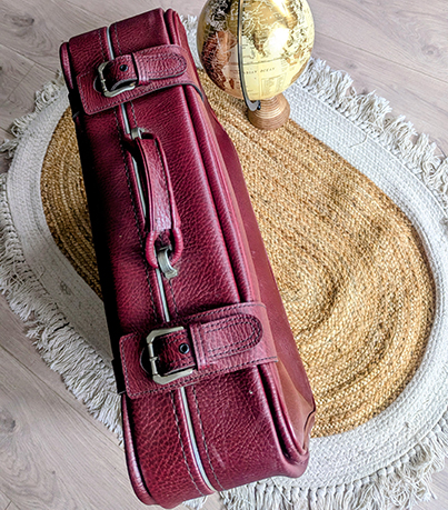 Moyenne Valise en Cuir Bordeaux